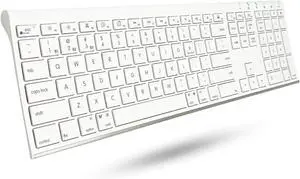 Wireless Bluetooth Keyboard for Mac - Compatible Apple Keyboard or MacBook Pro/Air, iMac - Multi-Device, Up to 3 Devices with 110 Keys, 20 Shortcuts, Numeric Keypad, and Rechargeable - White