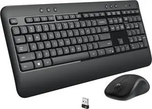 Advanced Wireless Keyboard and Mouse Combo for Windows, 2.4 GHz Unifying USB-Receiver, Multimedia Hotkeys, 3-Year Battery Life, for PC, Laptop