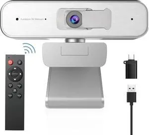 N940P 2K Zoomable Webcam with Remote and Software Controls | Sony Starvis Sensor | 1080P@60FPS | 3X Zoom | Dual Stereo Microphone, for Zoom/Skype/Teams/Webex (Silver)
