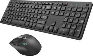 Universal Multi-Device Bluetooth Keyboard and Mouse Full Size Wireless Bluetooth Keyboard and Ergonomic Mouse Set for Windows, iOS, Android, Computer Desktop PC Laptop iPad Tablet Smartphone