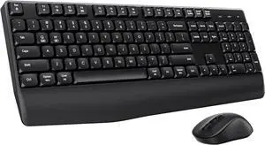 Bluetooth Keyboard and Mouse, COE200 USB + Bluetooth Multi Device, Ergonomic Keyboard Mouse Set, Full-Size Wireless Combo Compatible for Mac OS/Windows PCs Computers Laptops MacBooks - Black