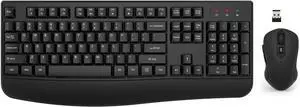 Wireless Keyboard and Mouse Combo, 2.4G Full-Sized Ergonomic Computer Keyboard with Wrist Rest and 3 Level DPI Adjustable Wireless Mouse for Windows, Mac OS Desktop/Laptop/PC