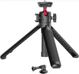 MT-16 ExtendableMini Camera Tripod, 4 Levels Adjustment 360° Ball Head Cold Shoe Lightweight Portable Vlog Travel Selfie Stick Handle Grip Desktop Webcam Tripod for DSLR Action Camera