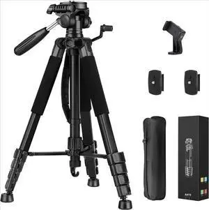Tripod Camera Tripods, 74" Tripod for Camera Phone Video Recording, Heavy Duty Cameras Tripod Stand, Professional Travel DSLR Tripods Compatible with Canon iPhone, Max Load 15 LB
