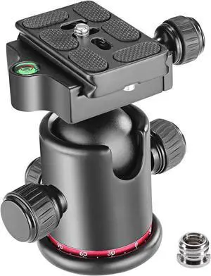 Professional Metal 360 Degree Rotating Panoramic Ball Head with 1/4 inch Quick Release Plate and Bubble Level,up to 17.6pounds/8kilograms,for Tripod,Monopod,Slider,DSLR Camera,Camcorder