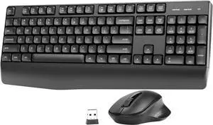 Wireless Keyboard and Mouse Combo-Ergonomic Keyboard and Mouse Wireless Combo with Silent Design,Plug n' Play,Sleep Mode and 2.4GHz Keyboard for Mac, Windows, Laptop-Black