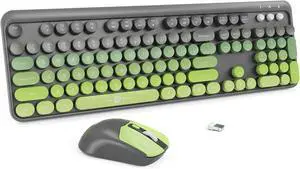 Wireless Keyboards Mouse Combos, Creamy Keyboard, Cute Wireless Keyboard and Mouse Set for Desktop Laptop PC Computer (Light Green)