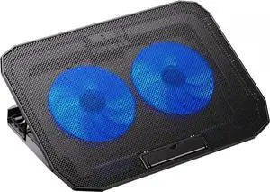 Ultra Slim Laptop Cooling Pad with 2 Quiet Big Fans, 5 Height Adjustable Ergonomic Stand, Portable Cooler for 10-15.6 Inch Laptops, Speed Control and 2 USB Ports