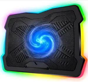 Ultimate - RGB Laptop Cooling Pad with LED Rim - New - Gaming Laptop Cooler - USB Powered Fan - Very Stable and Silent Laptop Stand - Compatible up to 17" - PC Mac PS5 PS4 Xbox One