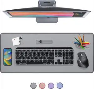 Desk Mat - Studio Series, Multifunctional Large Desk Pad, Extended Mouse Mat, Office Desk Protector with Anti-slip Base, Spill-resistant Durable Design, in Mid-Grey