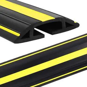 10 ft Floor Cable Cover Protector, Heavy Duty PVC Duct Easy to Unroll, Prevent Trip Hazard for Home Office or Outdoor Settings