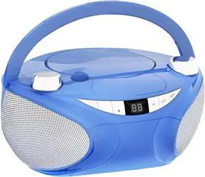 MD6949 Portable Top Loading CD Boombox with AM/FM Stereo Radio and Bluetooth Wireless Technology in Black | CD-R/CD-RW Compatible | LED Display | (Blue)