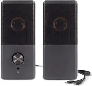 Computer Speaker, Compact Size Speaker with Headphone Jack, Enhanced Bass and Volume Control, Stereo 2.0 USB Powered 3.5mm Aux Multimedia Speakers for Laptop/Desktop/Tablets/Phone