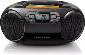 Portable CD Player Boombox - Portable MP3 Player and Cassette Tape Player, Boom Box Compact Stereo Sound System with Dynamic Bass Boost, Take Your Music Outside with USB HiFi Music Player