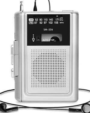 Portable Cassette Player Recorder AM FM Radio, Compact Personal Small Cassette Tape Player/Recorder with Built in Speaker and Stereo Earphone Jack