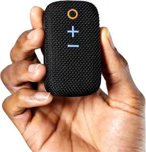 Small Wearable Clip-on Bluetooth Speaker with IPX5 Water Resistance, Built-in Speakerphone with Microphone for Hands-Free Calls, Compact Design, Can Connect Up to 2 in Stereo (Black)