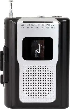 CR-100 Retro Portable AM/FM Radio Personal Cassette Player Compact Lightweight Design Stereo AM/FM Radio Cassette Player/Recorder & Built in Speaker (Black Series)