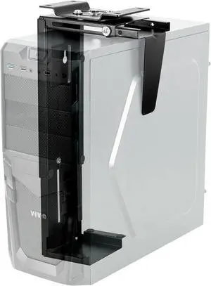 Adjustable Under Desk and Wall 3.5 to 7.8 inch Wide Office PC Mount, Computer Case CPU Machine Holder Stand with Swivel and Secure Locking, Holds 22 lbs, Black, MOUNT-PC01