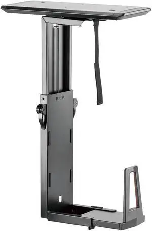 CPU Under Desk Mount Bracket Rack, Adjustable Computer Tower Desk Mount with Sliding Track, 33 lbs Capacity, Black