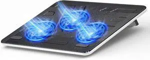 Laptop Cooling Pad, Portable Slim Quiet USB Powered Laptop Notebook Cooler Cooling Pad Stand Chill Mat with 3 Blue LED Fans, Fits 12-17 Inches (White)