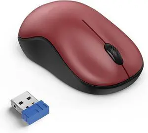 Wireless Mouse for Laptop, 2.4G Silent Quiet Click, Small Portable, 5 DPI Levels, Cordless for PC, Chromebook, Mac - Red