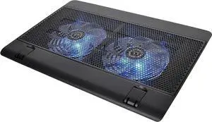 Massive 14 Steel Mesh Panel Dual 140mm Blue LED Fan Adjustable Speed Control 10"-17" Laptop Notebook Cooling Pad CL-N001-PL14BU-A,Black