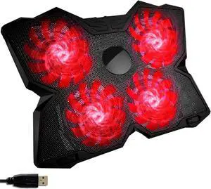 Wind Laptop Cooling Pad - More Than 500 000 Units Sold - New - The Most Powerful Rapid Action Cooling Fan - Laptop Stand with 4 Fans at 1200 RPM - USB - PS5 PS4 - Red