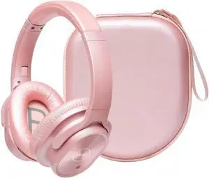 Active Noise Cancelling Headphones, 40H Playtime Wireless Bluetooth Headset with Deep Bass Hi-Fi Stereo Sound,Comfortable Earpads for Travel/Home/Office (Rose Gold)