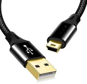 2 Pack 10ft Mini USB Cable, Braided Durable USB-A to Mini-B Charger Charging Cord for TI-84, Garmin GPS, Go-Pro Hero 4 3 2 HD, PS3 Controller, Canon Camera, Blue Yeti Microphone, Black