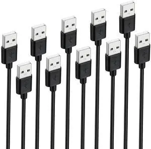 5-Pack USB A to USB A Cable, Double Male to Male Data Transfer Cord 3 ft