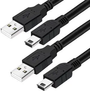 Mini-USB Cable,2Pack 10ft USB 2.0 Type A to Mini-B Charging Cord for Gopro Hero 3+ Hero4,for Garmin Nuvi,PS3 Controller Charger,MP3 Player,Dash Cam,for Canon Digital Camera,Playstation 3,SatNav,Data