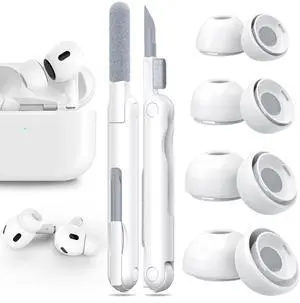 [4 Pairs] Replacement Ear Tips for AirPods Pro 2nd/1st Generation with Noise Reduction Holes, Silicone Ear Tips for Airpods Pro with Portable Storage Box and Cleaning Pen (XS/S/M/L)