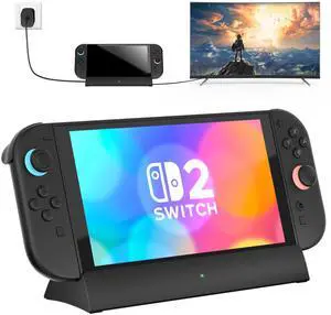 Abourt TV Dock Station for Switch 2,Replacement for Official Switch 2 Dock.Switch 2 Docking Station with 4K@120Hz HDMI Output/Type C Port/3.0 USB Port
