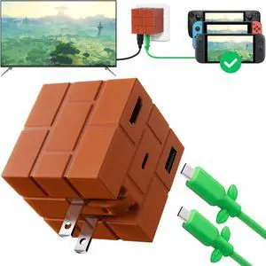 Abourt Portable Switch 2 TV Dock Adapter for Nintendo 2025/OLED/Steam Deck, 60W GaN Cubedock 2 Docking Station for Travel, PD Fast Charging Hub Dock with Type C Cable/USB 3.0/4K@120Hz HDMI 2.1 Port