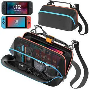 Abourt Sling Bag for Nintendo Switch 2 (2025)/SW OLED/SW Original, Switch 2 Crossbody Bag Hold Joycon 1/2 &AC Adapte &14 Game Card Slots &Other Accessories, Portable Switch 2 Travel Carrying bag