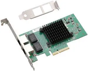 C&N Dual-Port PCIe x4 Gigabit Network Card with Intel I350 Chip 1000M PCI Express Ethernet Adapter with Intel I350-T2 Two Ports LAN NIC Card for  Windows/Server/Linux/Freebsd/DOS