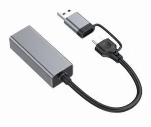 C&N 2.5G USB3.1 Ethernet Adapter , 2-in-1 USB-A /USB-C to 2.5Gbps Ethernet Adapter  RJ45 Network Converter For PC Laptop Windows Mac OS Linux