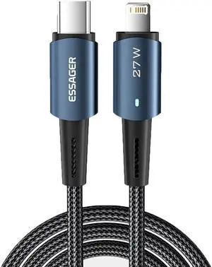 PD27W USB C to Lightning Cable,3A Fast Charging [Apple MFi Certified] Nylon Braided Charger Cord for iPhone 14/13 Pro/13 Pro Max/12 Pro/11 Pro Max/X/XS, iPad, AirPods Pro (6.6FT, 1-PACK)