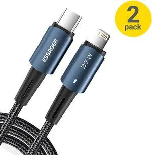 (10FT, 2-PACK) Nylon Braided USB C to Lightning Cable, 27W PD Fast Charging [Apple MFi Certified] for lPad Pro, iPhone 14 13 13 Pro 12 Pro Max 12 11 X XS XR 8 Plus, AirPods Pro