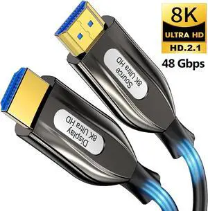 8K@60 Long HDMI Fiber Optic Cable 16FT/5M, 48Gbps 2.1 High Speed Gaming HDMI Cord 4K120 144Hz RTX 3090 eARC HDCP 2.2&2.3 Compatible for PS5, SoundBar, AVR, UHD TV