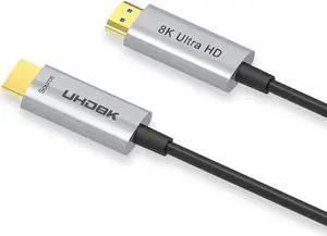 16FT/5M Long Gaming HDMI2.1 Fiber Optic Cable, 48Gbps High Speed HDMI Cord 4K120 144Hz eARC HDCP 2.2&2.3 Compatible for PS5, SoundBar, AVR, UHD TV RTX 3090 - Silver