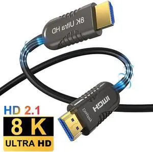 Directional Ultra High Speed 8K Fiber Optic HDMI 2.1 Cable, Certified Premium 48 Gbps Fiber Optic HDMI Cable, Supports 8K@60Hz 7680x4320, 4K@120Hz) eARC HDR10 HDCP 2.2 & 2.3 3D, 65ft