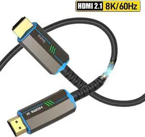 8K Fiber HDMI Cable 16ft, Fiber Optic HDMI 2.1 Cable, (48Gbps, in-Wall CL3 Rated, eARC, 8K 60Hz, 4K 144Hz, HDCP 2.3, HDR10+) Compatible with RTX 3080/3090 Xbox Gaming, VR, HDTV, Monitor, PC 8K Fiber HDMI Cable 16ft, Fiber Optic HDMI 2.1 Cable, (48Gbps, in-Wall CL3 Rated, eARC, 8K 60Hz, 4K 144Hz, HDCP 2.3, HDR10+) Compatible with RTX 3080/3090 Xbox Gaming, VR, HDTV, Monitor, PC