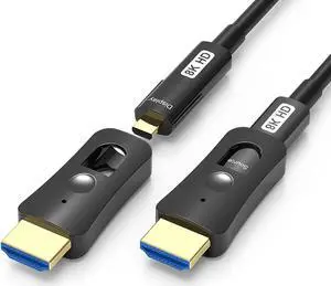 8K Long Fiber Optic HDMI Cable in Wall 16FT, Fiber HDMI Micro-HDMI 2.1 Cable Support 8K@60Hz,48Gbps, Dynamic HDR 10, eARC, HDCP2.2, 4:4:4, Compatible with Apple TV, Switch, Projector