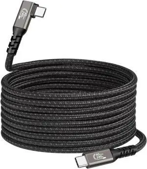 USB 4 Gen 3 Cable - 1.6FT,Right Angle Nylon Braided USB4.0 C to C Cable Supports 8K Video,40Gbps Data Transfer,240W USB C to USB C Charging Cable,Compatible with Laptop, Dell, Phones, Docking etc
