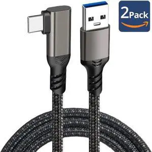 USB-A to USB-C 3.1 Gen 2 Adapter Charger Cable, Fast Charger, 10Gbps High-Speed, USB-IF Certified, for Apple 15, iPad, Samsung Galaxy, Tablets, Laptops, 1.6 Foot, 2Pack, Black