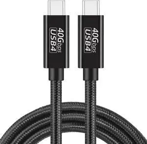 USB4 Cable (1.5FT, Nylon Braided), 40Gbps High Speed Data Transfer, 8K Monitor 240W Fast Charging PD, for MacBook,iPad,Samsung,Laptop to Hard Drive, all USB C port devices