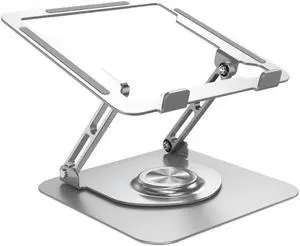 Ultra-Stable Swivel Laptop Stand for Desk, 300% Larger Base Stability, Military-Grade Aluminum, Anti-Loosening Structure, CNC Technology of Height Adjustable Laptop Stand, Suitable for 10"-16" ,Silver