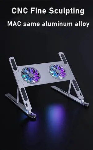 Laptop Tablet Stand, Foldable Computer Stand with Dual High-speed Cooling Fan, Ergonomic Adjustable Laptop Tablet Riser Compatible with All Laptop Tablets 11-17.3" Laptop Tablets MacBook Pro