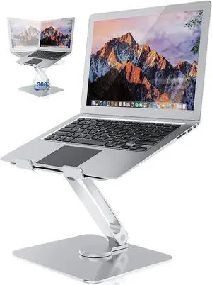 Swivel Aluminum Laptop Stand - Height Adjustable Laptop Stand for Desk - Ventilated & Ergonomic Laptop Holder - Universal Compatibility for up to 17.3 inches Notebook Laptops Holder
